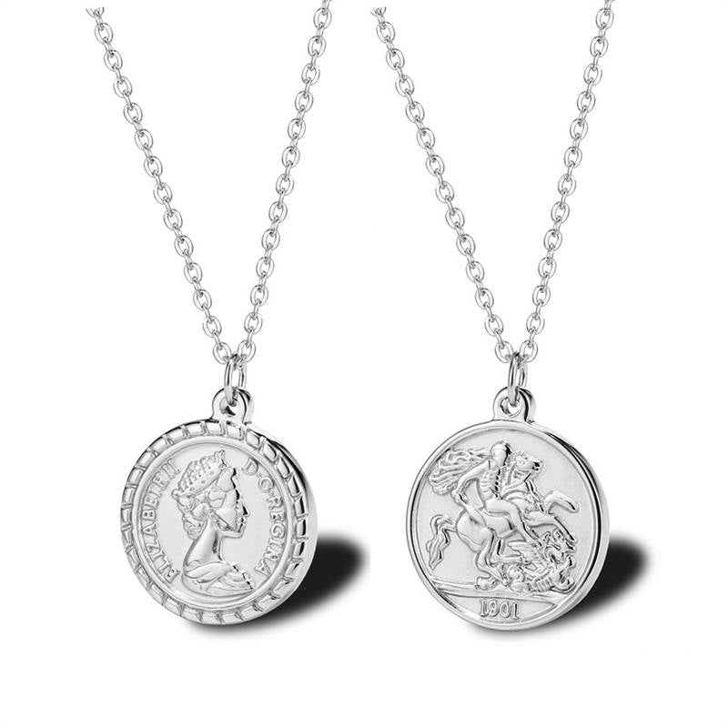 Elizabeth Portrait Silver Coin Pendant Necklace