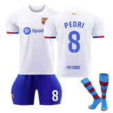 Barca Away Jersey PEDRI #8 Soccer Jersey Kids Adult 3-Pieces Jersey Kits