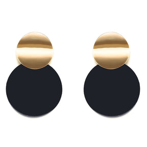 Fashion Matte Paint Double Discs Drop Statement Earrings