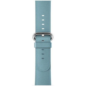 Litchi Pattern Leather Replacement Watch Band For iWatch Series SE/6/5/4/3/2/1-LightBlue