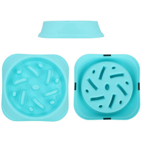 Dog Slow Feeder Non Slip Puzzle Bowl Anti-Gulping Pet Slower Food Feeding Dishes-Blue