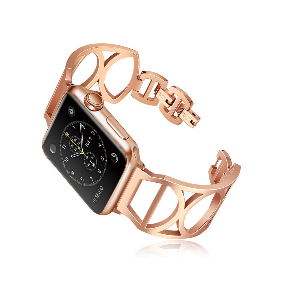 Fashion Hollow Metal Watch Band For Apple Watch SE/6/5/4/3/2/1(Rose Gold)