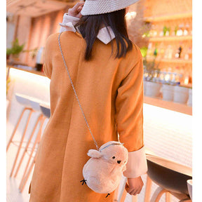 Women Cute Chick Plush Crossbody Bag Chic Small Cell Phone Wallet For Girls-Pink