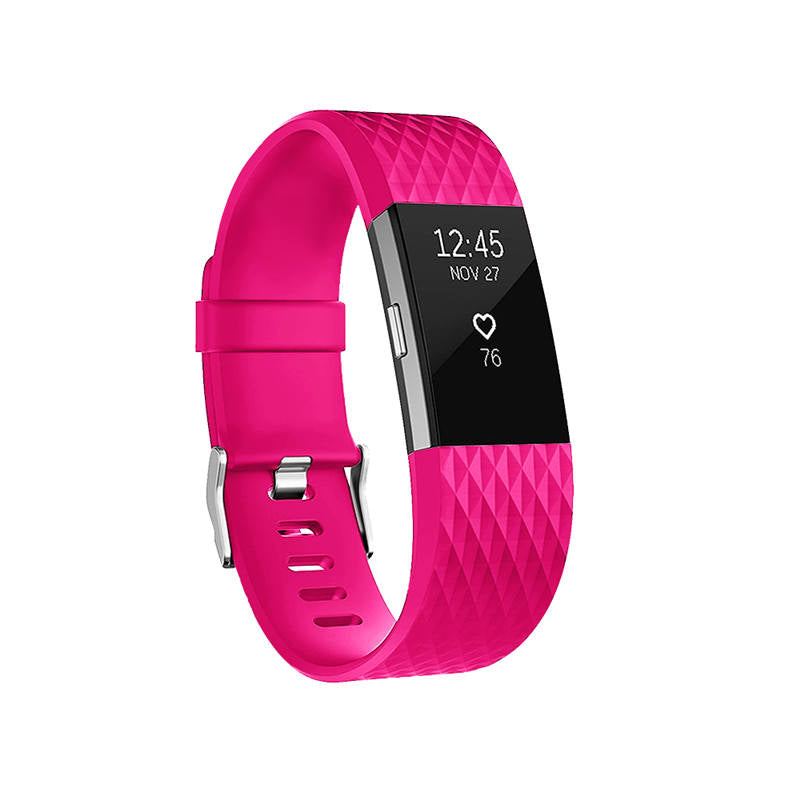 Silicone Replacement Strap Wrist Accessories For Fitbit Charge 2 -Rose Red