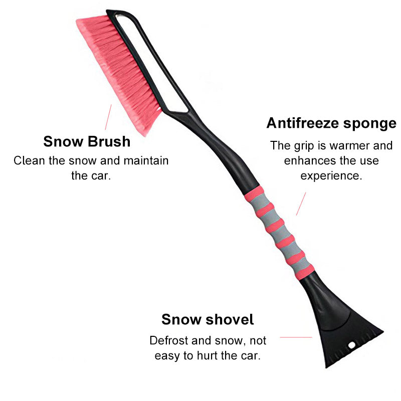 2 in 1 Detachable Snow Brush Ice Scraper with Ergonomic Foam Grip for Cars Trucks-Pink