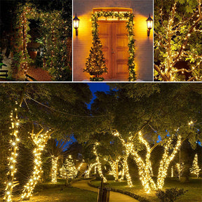 Solar Christmas Lights 72ft 200 LED 8 Modes Solar String Lights Waterproof-Warm White