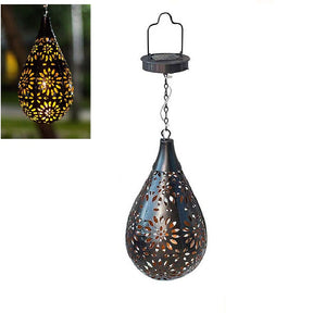 Hanging Solar Lights Outdoor Garden Waterproof Energy Saving LED Water Droplets Decorative Metal Light