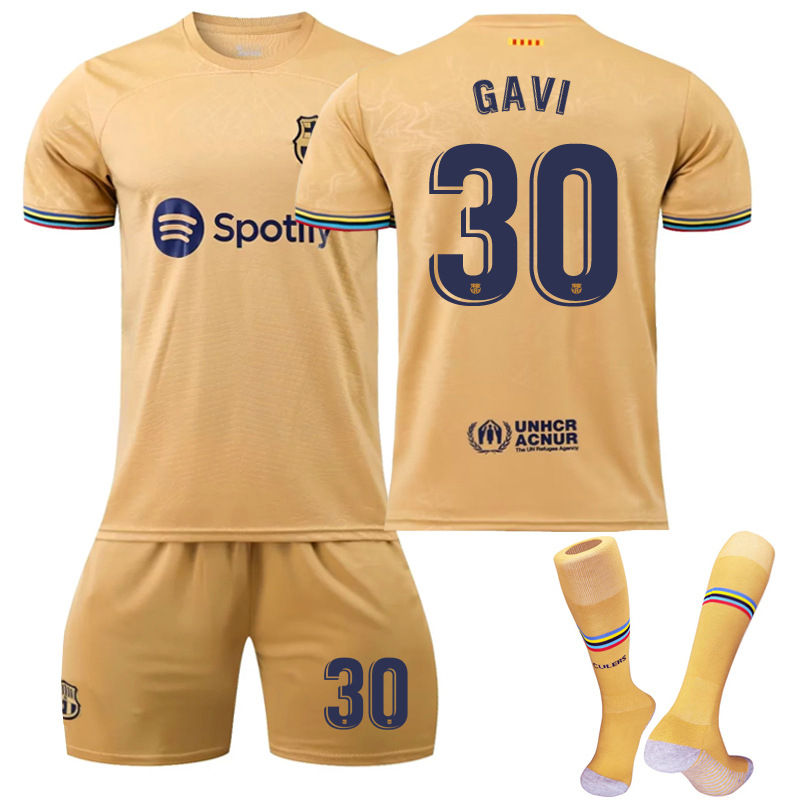 GAVI #30 Barca Away Shirt 2022/23 Soccer Jersey Kit Football Set For Adult Kids