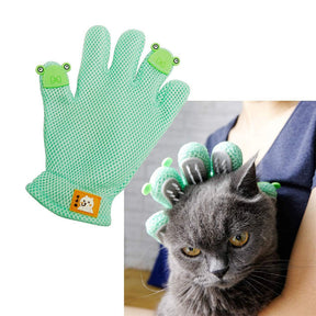 Pet Grooming Glove Cat Dog Gentle Deshedding Brush Glove Right Hand-Green