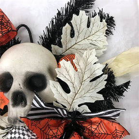 New Halloween Wreath Inverted Triangle with Skeleton Artificial Bone Ornaments Maple Leaf