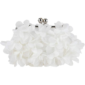 Clutch Evening Bags Floral Appliques Crossbody Bag For Women-White