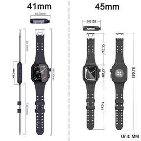 Rugged Strap with PET Transparent Film + 360 Full Protective Case For Apple iWatch 7