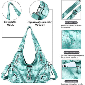 Womens Fashion Hobo Handbag Large Capacity Shoulder Bags-Green