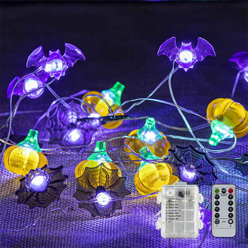 Halloween Pumpkin Bat String Lights 40 LEDs 8 Modes for Party Decor