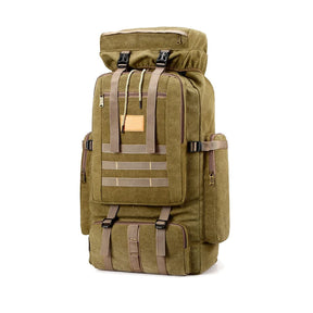 80L Outdoor Tactical Backpack Large Capacity Waterproof Backpack for Camping Hiking-Khaki