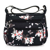 Women Nylon Floral Crossbody Bag Multi Pocket Shoulder Bag-Magnolia