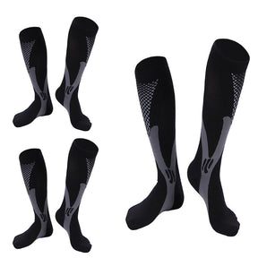 3 Pairs Sport Compression Socks Knee-Length for Nurse Edema Diabetic Sports Socks-Black