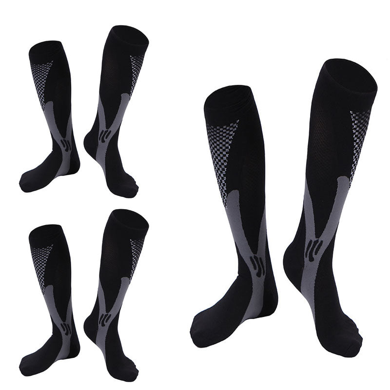 3 Pairs Sport Compression Socks Knee-Length for Nurse Edema Diabetic Sports Socks-Black