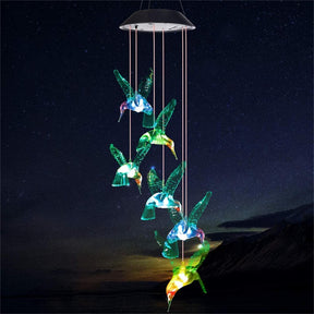 Colorful Solar Wind Chimes Gardening Gift for Mother And Grandma Christmas Decoration-Hummingbird