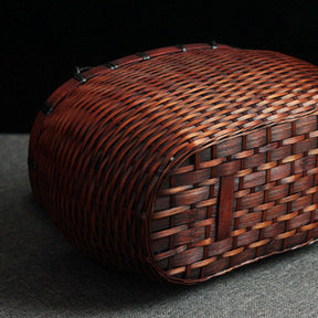 Retro Weave Womens Bamboo Handbag Handmade Large Tote Bag Wicker Basket Bag-Waist Drum Bag