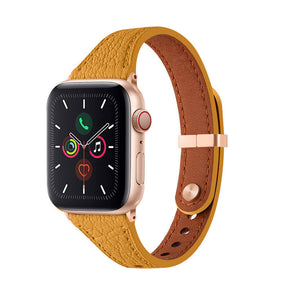 Elegant Slim Band Quick Release Sheepskin Leather for Apple Watch-Yellow