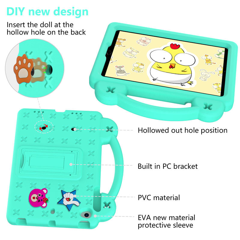 Strawberry Silicone iPad Case Shockproof with Handle for iPad Mini 1/2/3/4/5-MintGreen