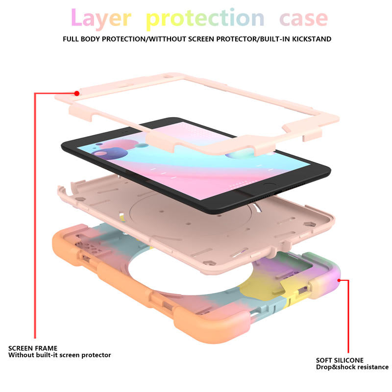 iPad Case For iPad Mini 4/5 with 360¡ãSwivel Stand-Colorful Rose Gold