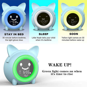 Alarm Clock with Five Color Night Light for Kids Bedroom-Blue