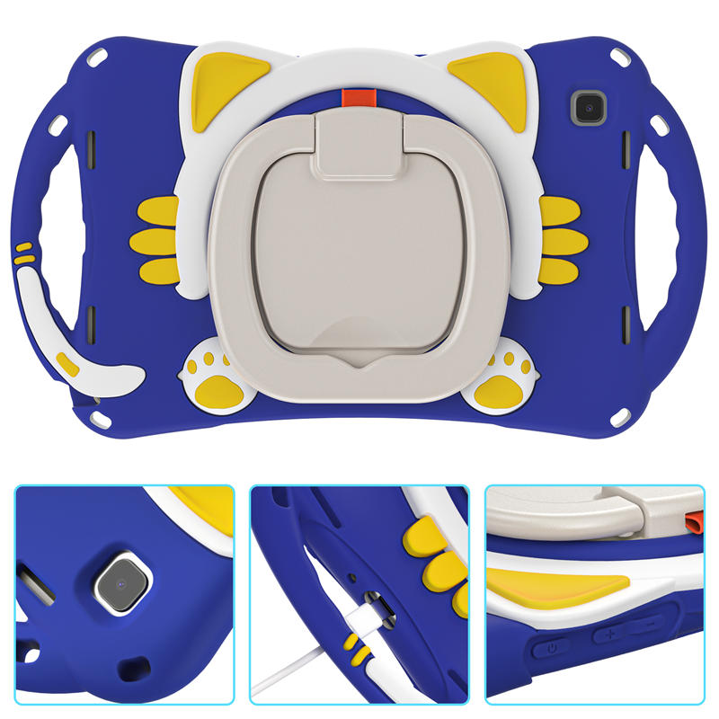CatB Samsung Tablt Case for Tab A7 10.4  T500/T505/T507/T505N Shockproof Shoulder Strap Handle Stand-Dark Blue