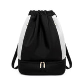 Womens Drawstring Bag Large Wet and Dry Separation Backpack-Black