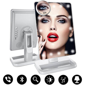 Bluetooth Makeup Mirror with10X Magnification Spot Mirror-White