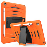 Shock Wave Kickstand Case Anti-Fall Protection With Pencil Holder+Cap For New iPad 7 10.2inch(2019)-Orange