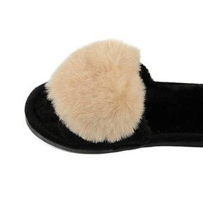 Womens Fuzzy Slippers Open Toe Cozy Memory Foam Sandals-Love Beige