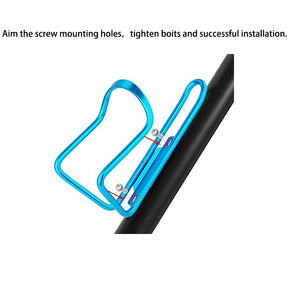 Lightweight Aluminum Alloy Bicycle Water Bottle Cage Holder for Outdoor Activities Drilled Holes Required-Blue