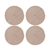 4 Pack Round Braided Laciness Placemats 38CM Washable Kitchen Table Mats for Home Wedding Party-Coffee