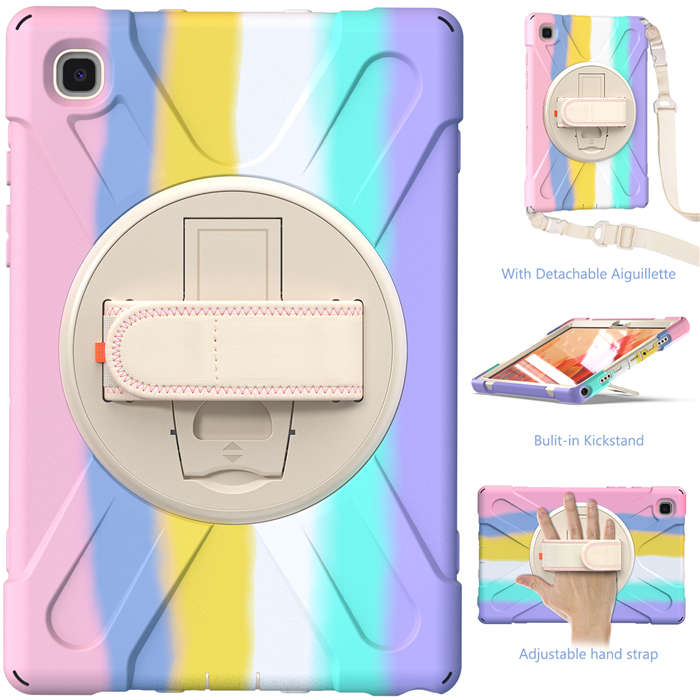 Samsung Tablet Case With Pencil Stand+Rotating Stand+Shoulder Strap For Tab A7 10.4 T500/T505/T507/T505N-Pink