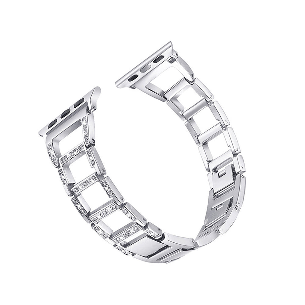 Stylish Diamond Metal Watch Band For Apple Watch SE/6/5/4/3/2/1(Silver)