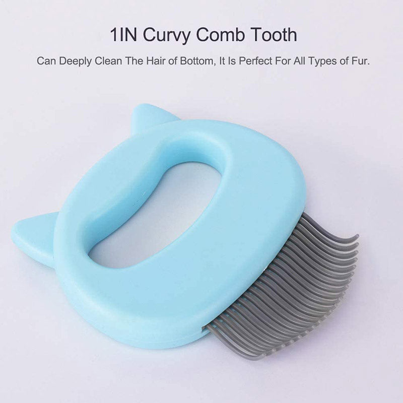 Pet Hair Removal Massaging Shell Comb Soft Deshedding Brush for Long and Short Hair Puppy Bunny-Blue