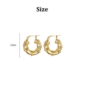 Bamboo Hoop Earrings Hip Hop Style for Daily Wear