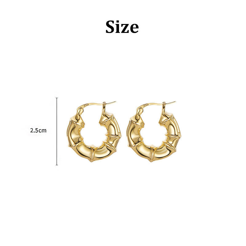 Bamboo Hoop Earrings Hip Hop Style for Daily Wear