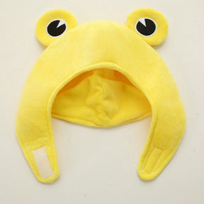 Plush Frog Hat Cap Frog Ears Costume Halloween Animal Hats Cosplay Party Costume Accessories for Kids Adults -Yellow