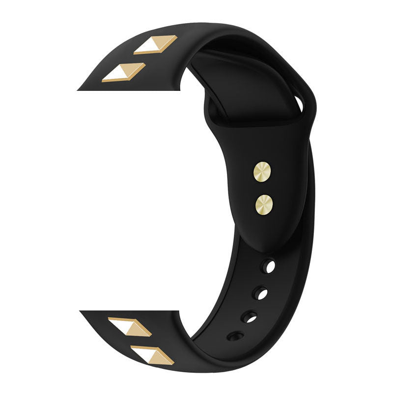 Soft Silicone Punk Rivet Style Watch Band for iWatch Series6/5/4/3/2/1/SE-Black