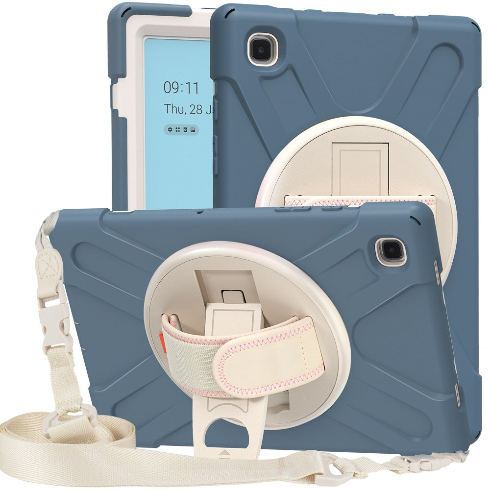 Morandi Tablet Case For Samsung Galaxy Tab A7 10.4 T500/T505/T507/T505N Kids Safe Shockproof Protective Cover With Kickstand+Strap-Cornflower Blue
