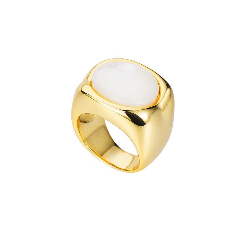 Gold Chunky Dome Rings Square Shell Rings for Women