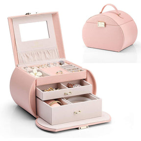 Princess Style Jewelry Box Multi-layer Large Capacity Fabulous Girls Gift-Cherry Pink