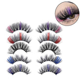 5 Pairs Glitter Mink Lashes Colored False Eyelashes Reusable-SetB