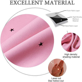 2 Panels Double Layer Stars Blackout Curtains for Bedroom Window-Pink