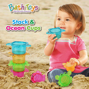 12Pcs Baby Bath Toys Fishing Games with Stacking Cups for 14 Months and up