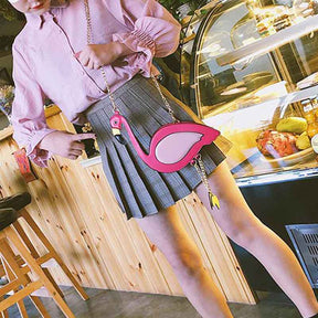 Women PU Leather Handbag Flamingo Crossbody Bag