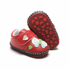 Baby Girls Pu Leather Walking Sneakers Toddler Rubber Cartoon Shoes-Red
